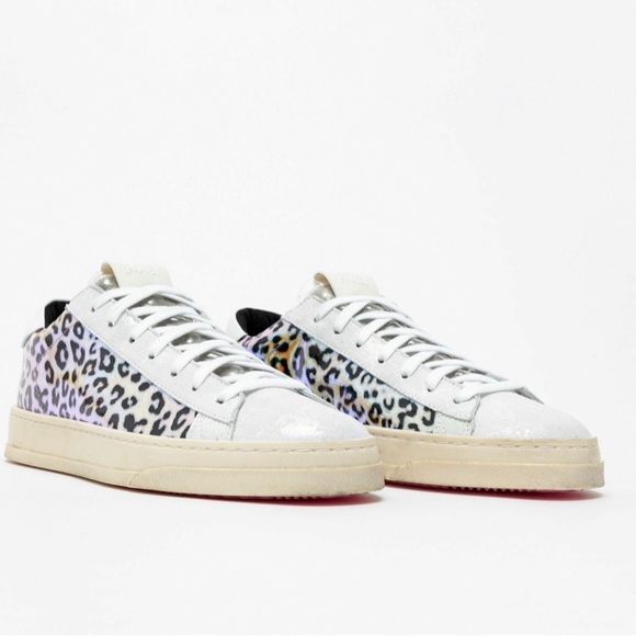 NWB P448 Jack Leopard Print Hologram Low Top Sneakers - Picture 2 of 14